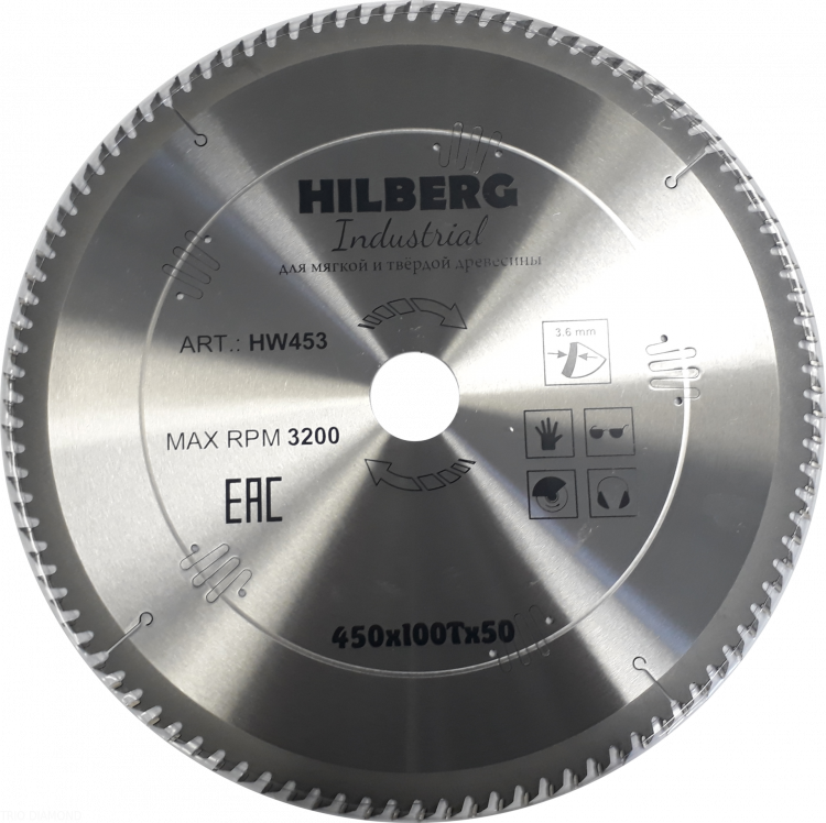 Пильный диск Hilberg Industrial Дерево 450 мм (100T), артикул 