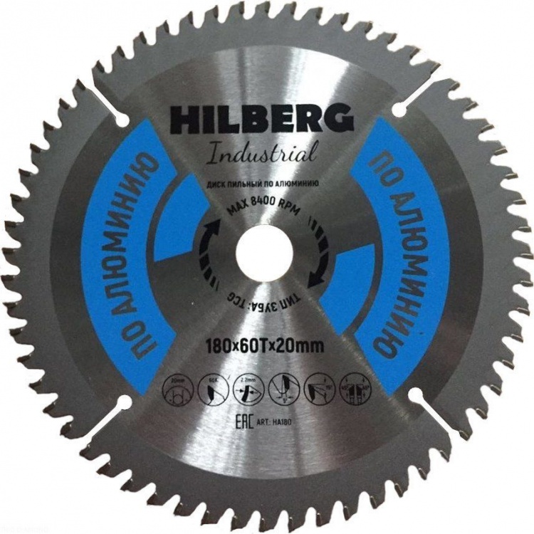 Пильный диск Hilberg Industrial Алюминий 180 мм, артикул 