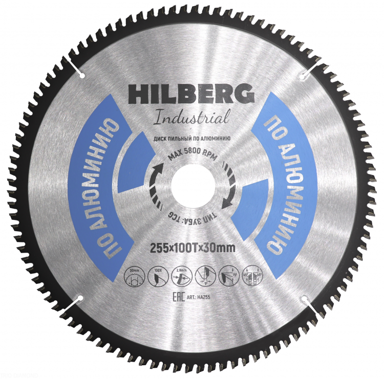 Пильный диск Hilberg Industrial Алюминий 255 мм, артикул 