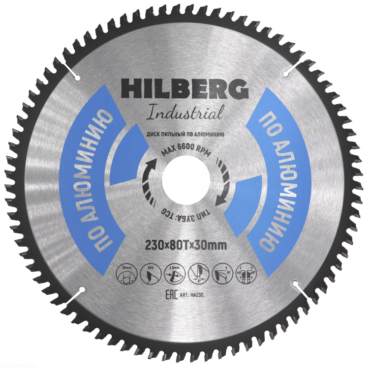 Пильный диск Hilberg Industrial Алюминий 230 мм, артикул 