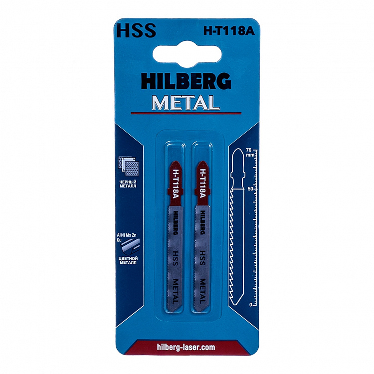 Пилка для электролобзика Hilberg Metal стандартный рез 76 мм (прямой/32TPI), артикул 