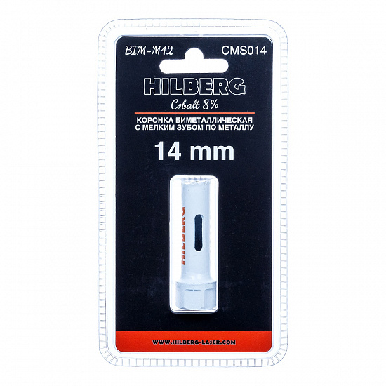 Коронка биметаллическая с мелким зубом Hilberg Bi-Metal Cobalt 8% 14 мм, артикул 