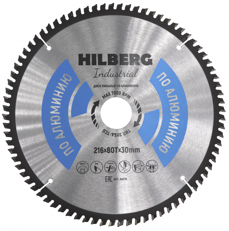 Пильный диск Hilberg Industrial Алюминий 216 мм, артикул 