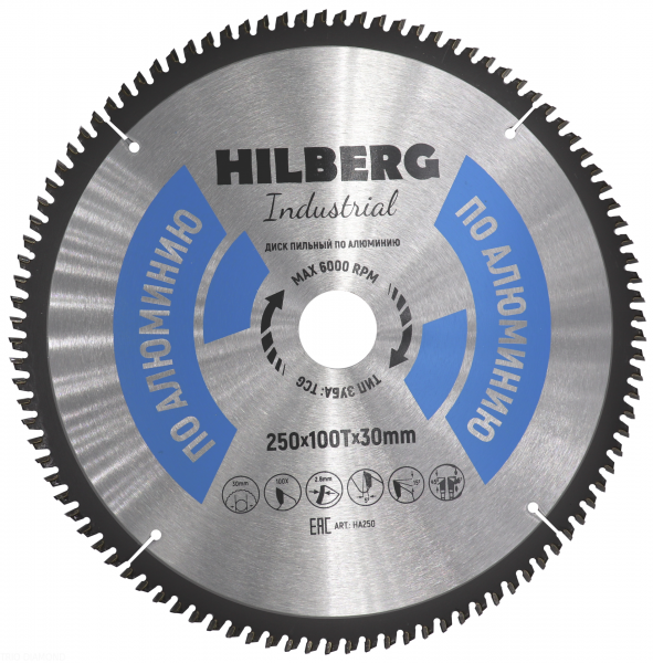 Пильный диск Hilberg Industrial Алюминий 250 мм, артикул 