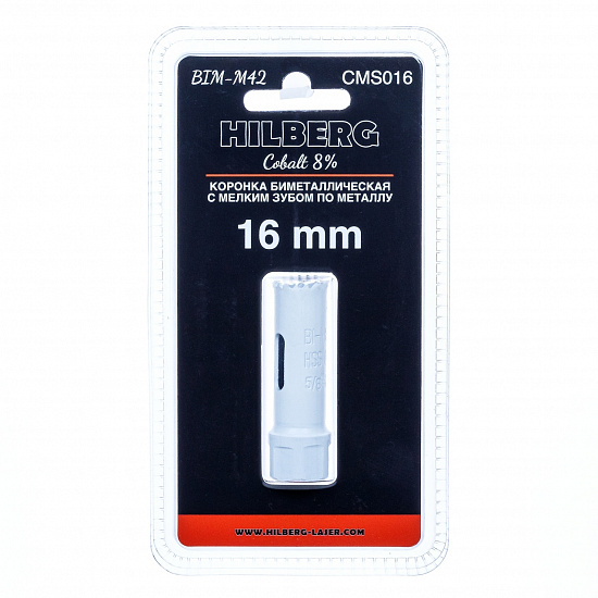 Коронка биметаллическая с мелким зубом Hilberg Bi-Metal Cobalt 8% 16 мм, артикул 