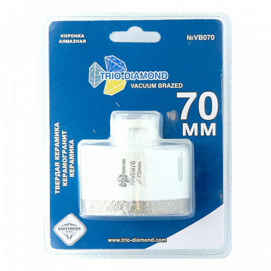 Алмазная коронка Trio Diamond Vacuum Brazed керамогранит 70 мм, артикул 