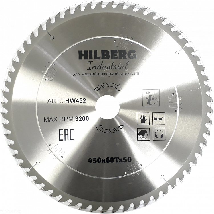 Пильный диск Hilberg Industrial Дерево 450 мм (60T), артикул 