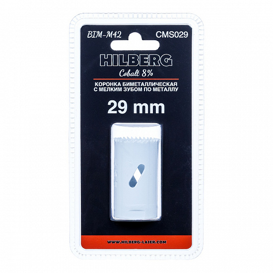 Коронка биметаллическая с мелким зубом Hilberg Bi-Metal Cobalt 8% 29 мм, артикул 