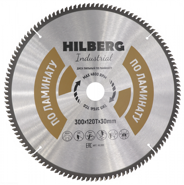 Пильный диск Hilberg Industrial Ламинат 300 мм, артикул 