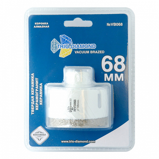 Алмазная коронка Trio Diamond Vacuum Brazed керамогранит 68 мм, артикул 