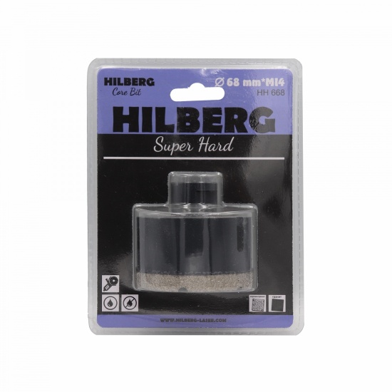 Алмазная коронка Hilberg Super Hard 68 мм, артикул 