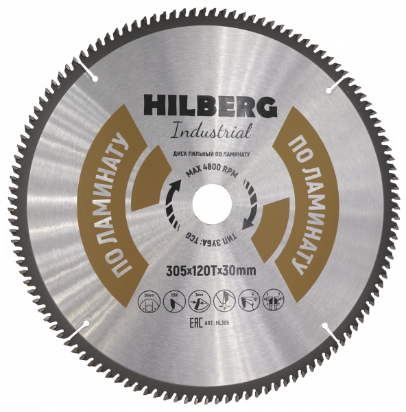 Пильный диск Hilberg Industrial Ламинат 305 мм, артикул 