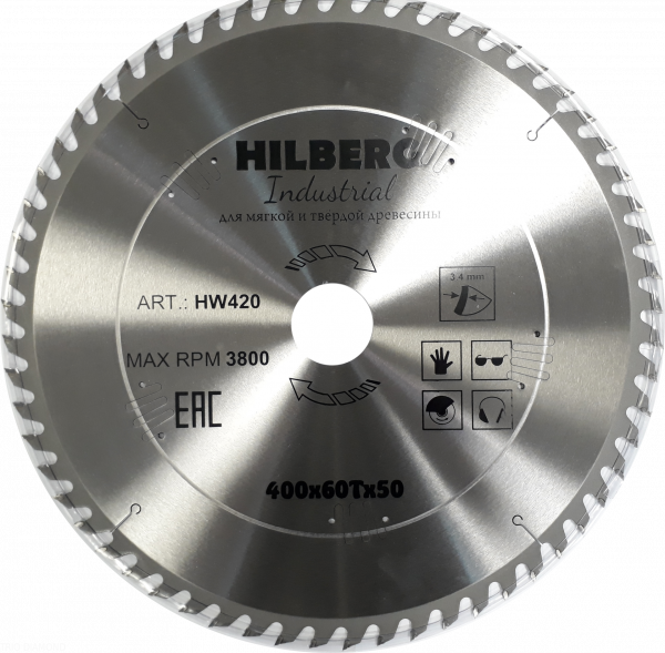 Пильный диск Hilberg Industrial Дерево 400 мм (60T), артикул 