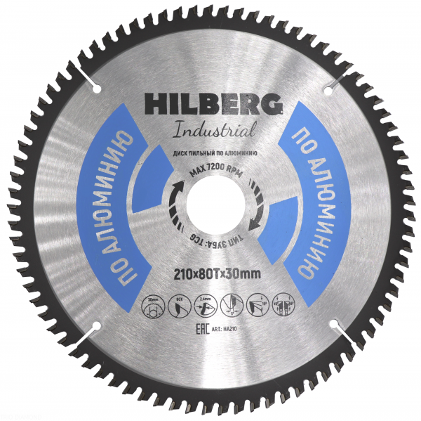 Пильный диск Hilberg Industrial Алюминий 210 мм, артикул 